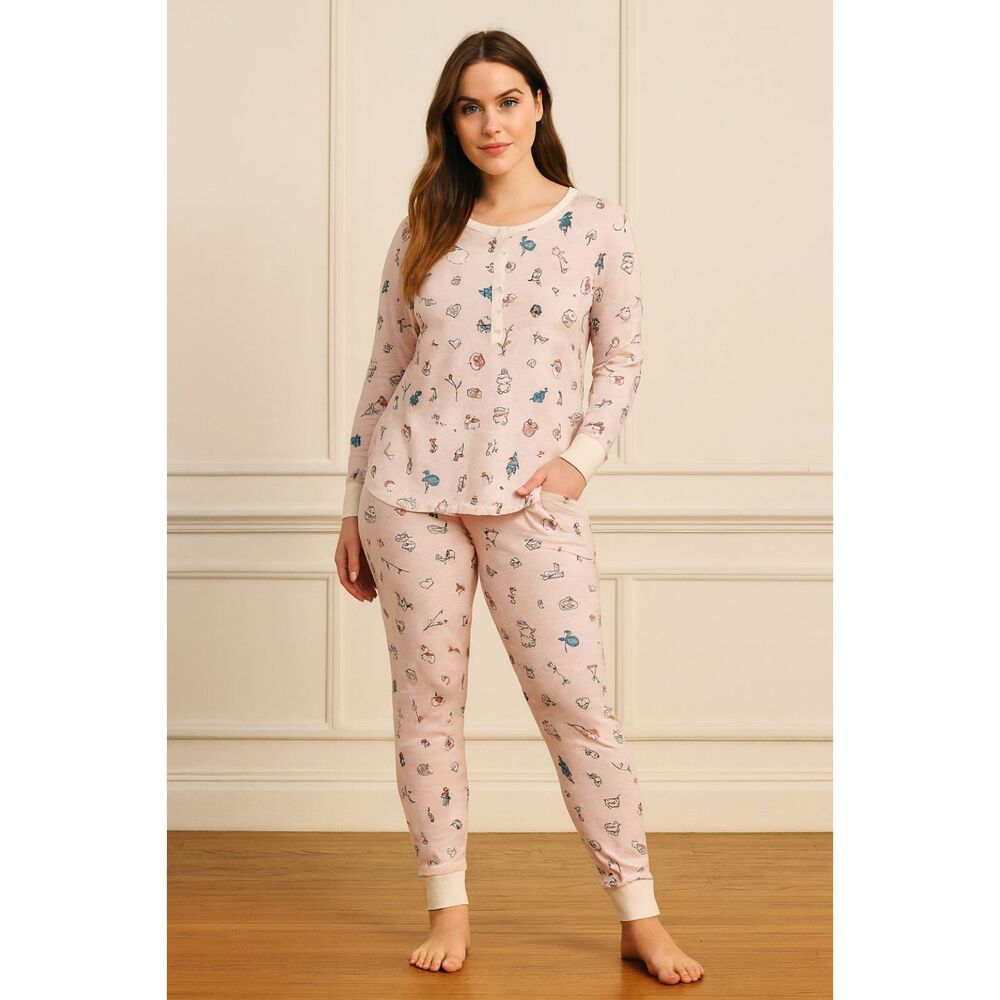 Kate Spade New York Pink Christmas Top and Pants Pajama Set Women's Size Medium